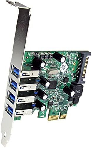 StarTech.com 4-Port PCI Express SuperSpeed USB 3.0 Controller Card with UASP - 5Gbps - USB 3.0 Expansion Card with SATA Power , TAA (PEXUSB3S4V)