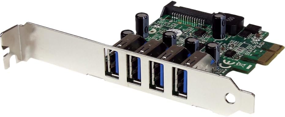 StarTech.com 4-Port PCI Express SuperSpeed USB 3.0 Controller Card with UASP - 5Gbps - USB 3.0 Expansion Card with SATA Power , TAA (PEXUSB3S4V)