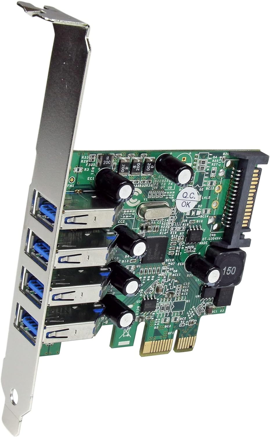 StarTech.com 4-Port PCI Express SuperSpeed USB 3.0 Controller Card with UASP - 5Gbps - USB 3.0 Expansion Card with SATA Power , TAA (PEXUSB3S4V)