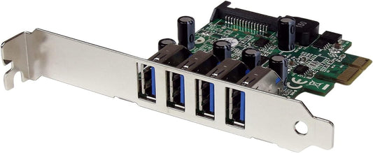 StarTech.com 4-Port PCI Express SuperSpeed USB 3.0 Controller Card with UASP - 5Gbps - USB 3.0 Expansion Card with SATA Power , TAA (PEXUSB3S4V)