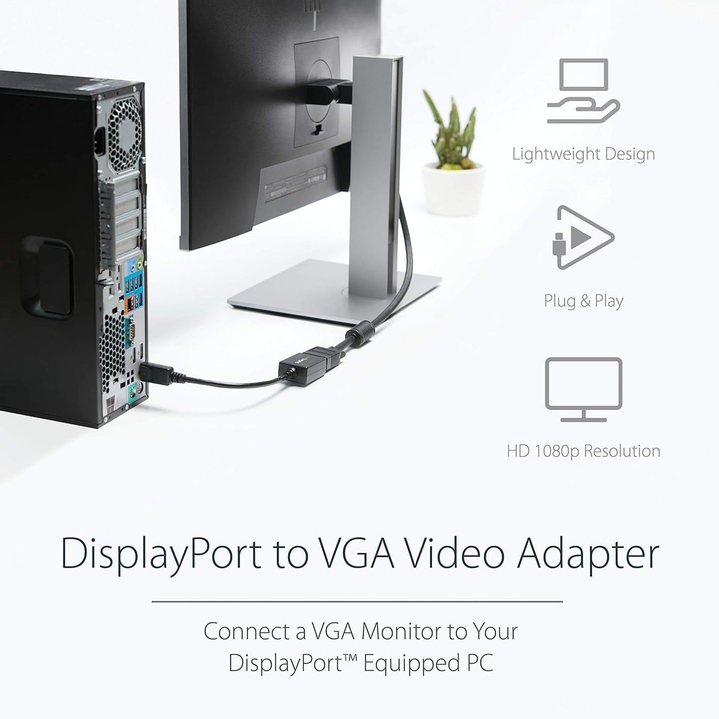 StarTech.com DisplayPort To VGA Video Adapter Converter - Active - 1080p - DP to VGA Converter (DP2VGA2) Black